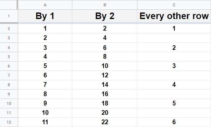 create a numbered list in google sheets
