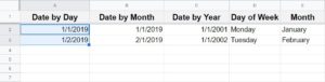 An example demonstrating how to fill dates in Google Sheets- Part 1: Cell selection before dragging the fill handle