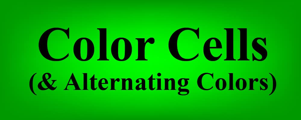 The words "Color Cells" on a glowing green background- How to color cells, text, and borders in Google Sheets