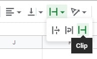 The Google Sheets "Clip" option being selected in the toolbar