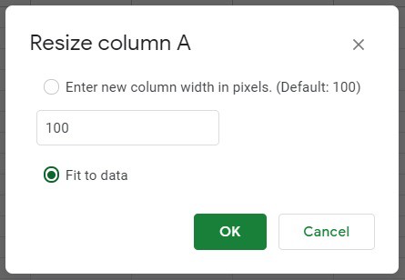 The Google Sheets fit to data option that is available when right-clicking