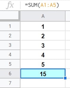Circular dependency detected error message when summing in Google Sheets- Part 2 of the example, after correcting the formula reference