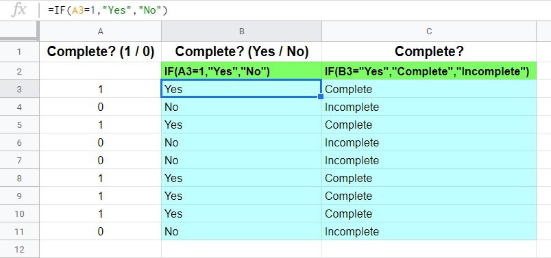 An example that demonstrates how to fix the Google Sheets "Circular dependency detected" error part 2- Formula correction that fixes two formulas