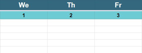 Example of the Google Sheets calendar version that has multiple rows/lines for each square on each day