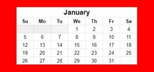 Example of bright red miniature calendar version