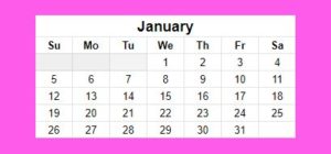 Example of pink miniature calendar version