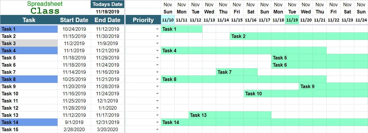 Monthly Project Timeline Template Excel from www.spreadsheetclass.com