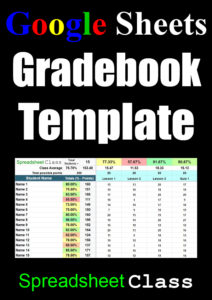 A Pinterest image for the Google Sheets gradebook template | SpreadsheetClass.com