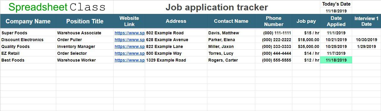 Application For Job Template from www.spreadsheetclass.com