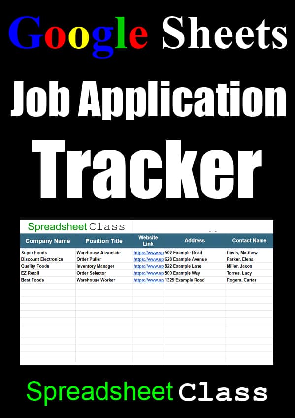 Job Application Tracker Template from www.spreadsheetclass.com