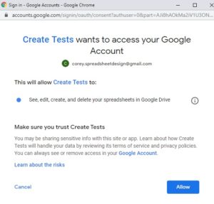 Google Script allow app example for math worksheets template ...