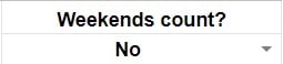 An example of the option to select whether or not weekends are counted as expected attendance days in the attendance calculation