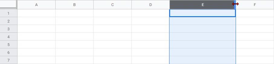 An example of adjusting column width in Google Sheets