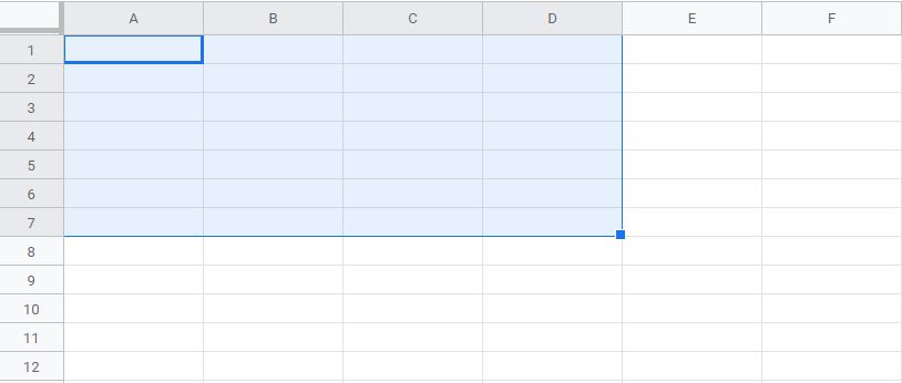 An example that demonstrates how to select multiple cells (i.e. Ranges) in Google Sheets