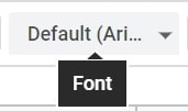 An example of the font menu in Google Sheets