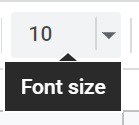 An example of the "Font size" menu in Google Sheets