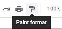 An example of the "Paint format" feature in Google Sheets