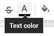 An example of the "Text color" menu in Google Sheets