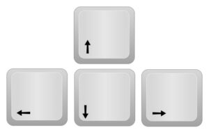 An example of using the arrow keys to navigate through the spreadsheet cells in Google Sheets