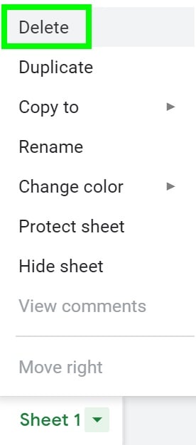 An example that shows how to delete tabs in Google Sheets