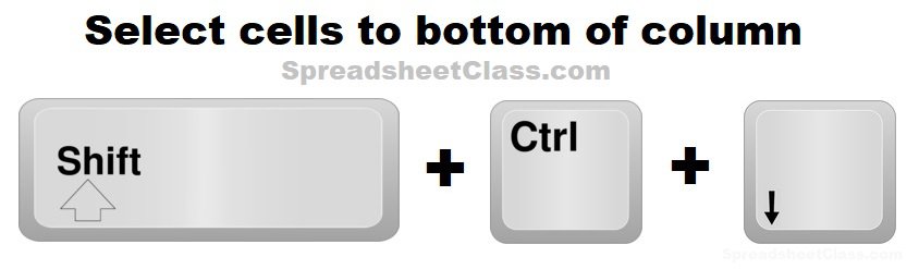 Keyboard shortcut for selecting cells to the bottom of the column in google sheets spreadsheet 