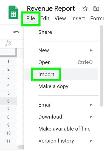An example that demonstrates how to import data into a Google spreadsheet