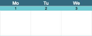 An example of the normal calendar squares (Excel Version)