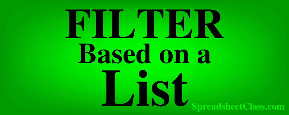 A lesson on how to filter based on a list in Excel by SpreadsheetClass.com