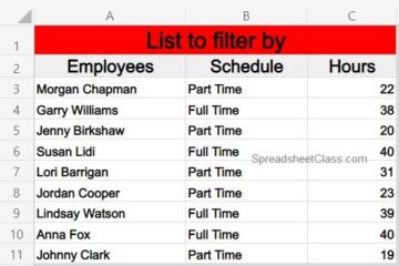 How to filter based on a list in Excel