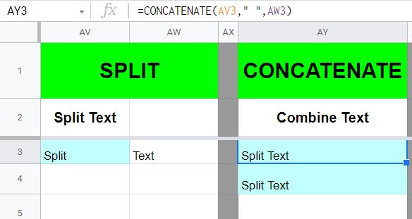 An example of how to use the Google Sheets CONCATENATE function