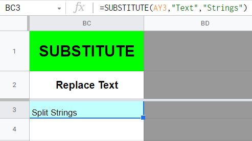 An example of how to use the Google Sheets SUBSTITUTE function