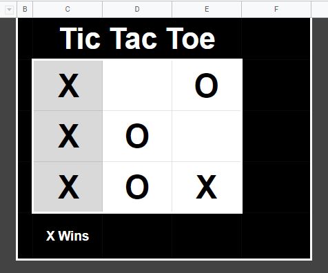 How to design Tic Tac Toe game in Google Sheets 