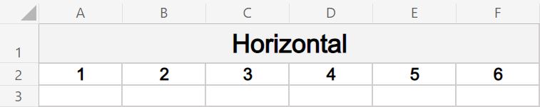 Example of how to create a horizontal series of numbers in Excel- Full list after dragging fill handle