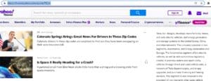 An example of a stock quote webpage with URL on top and business summary on the right (For Google Sheets web scraping lesson)