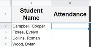 Example of copying and pasting a cell without data validation to remove a drop-down and data validation in Google Sheets part 2 (After pasting, with drop-down removed)