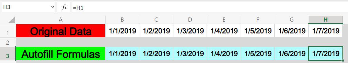 Excel fill row with formula- An example using cell references- Part 2 after fill right