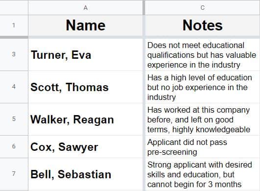 An example of how to freeze both rows and columns in the same sheet in Google Sheets after freezing a row and a column