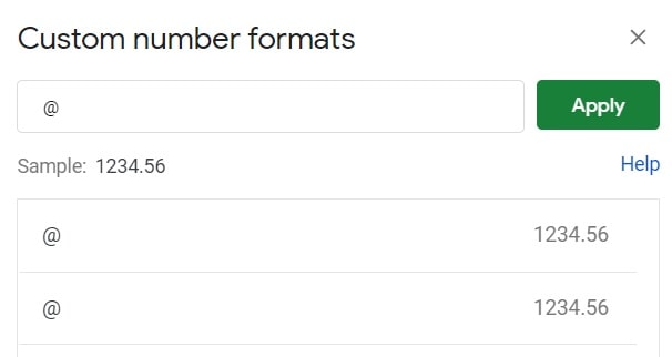 An example of how to indent in Google Sheets with custom number formatting part 2 setting the custom format (Lesson and content created by spreadsheetclass.com)