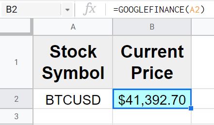 A quick example of how to pull the price of cryptocurrency with the GOOGLEFINANCE function in Google Sheets