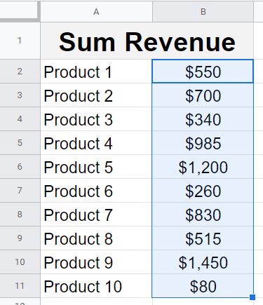Example of how to sum using the explore feature in Google Sheets part 1 with selected data
