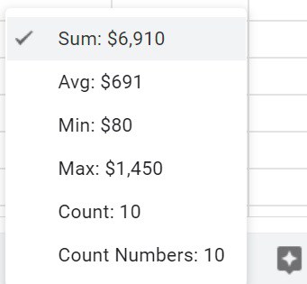 An example of how to sum using the explore feature in Google Sheets part 2 selecting the sum option from the explore menu