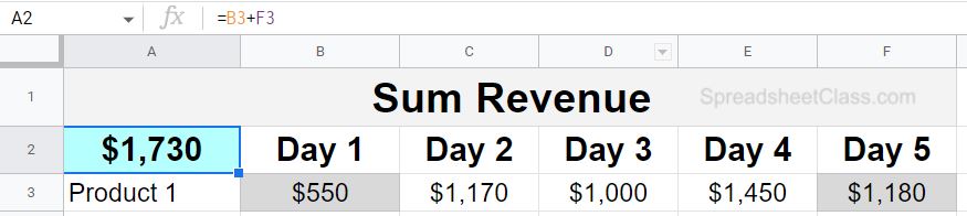 A real world example of needing to add non adjacent cells in Google Sheets