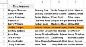 Example of how to highlight if entire row is a duplicate in Google Sheets
