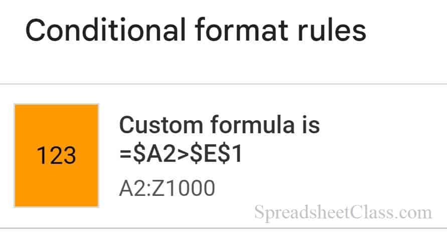 Example of how to highlight row based on date in Google Sheets by using custom formula is conditional formatting rule