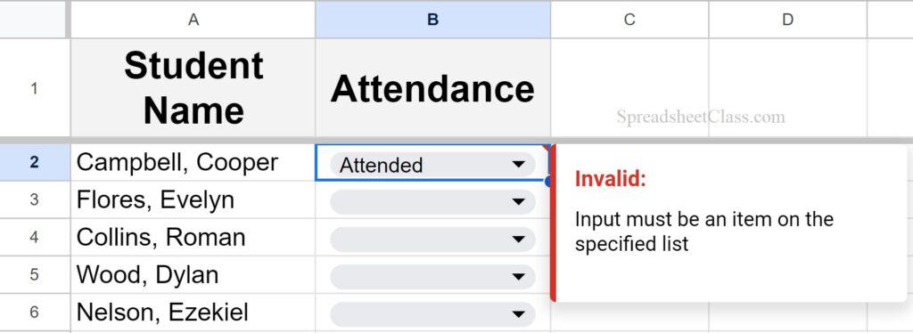 How to create a drop-down list in Google Sheets (Data validation)