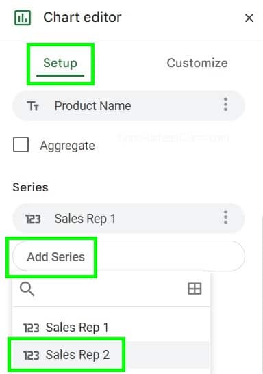 Example method 2 for how to add a series to a chart in Google Sheets adding a series from the dropdown