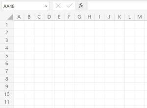 An example of a grid of squares after adjusting column width to make graph paper in Excel