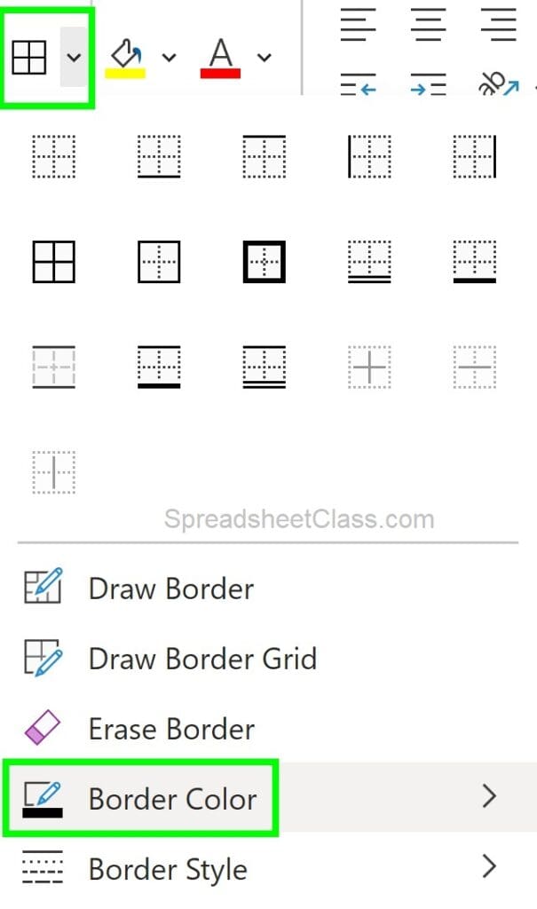 An example of applying borders to make graph paper in Excel