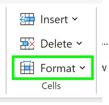 An example of changing the column width for all cells in Excel to make a grid of squares for graph paper (before clicking format)