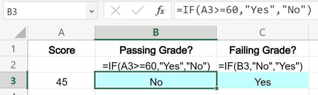 Example of the circular reference error in Excel where the formulas depend on each other (after fixing formula)